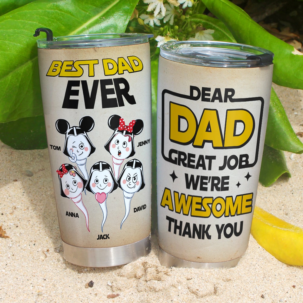 Personalized Best Dad Ever Tumbler - Custom Father's Day Gift Tumbler Cup PopCulturePrints