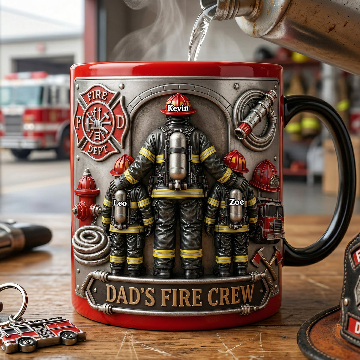 Best Dad Ever - Firefighter Dad Magic Mug - Personalized Gift for Dads, Grandpas & More Coffee Mug PopCulturePrints