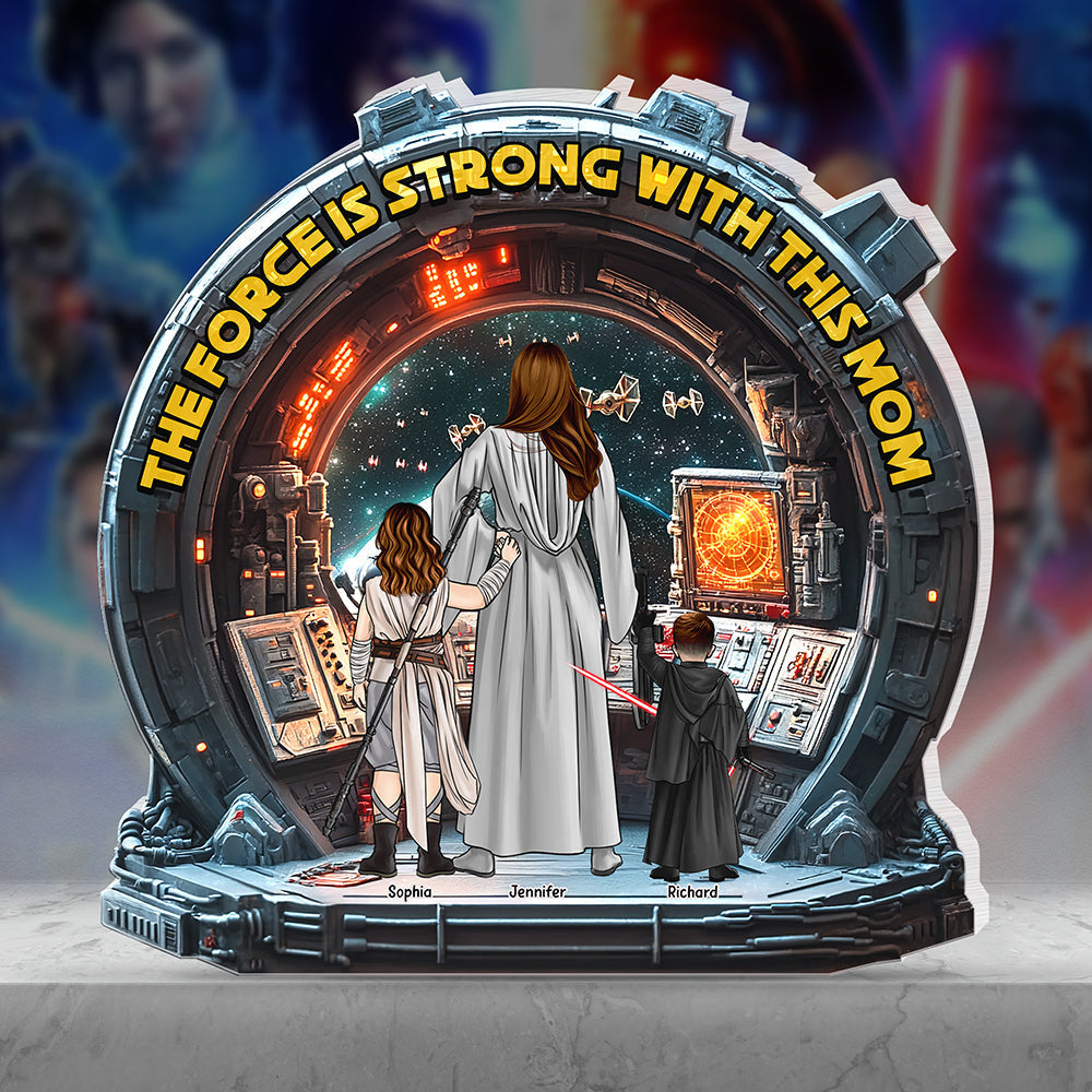 The Force is Strong With This Mom - Personalized Gift for Mom, Custom Plaque Shaped Plaques PopCulturePrints