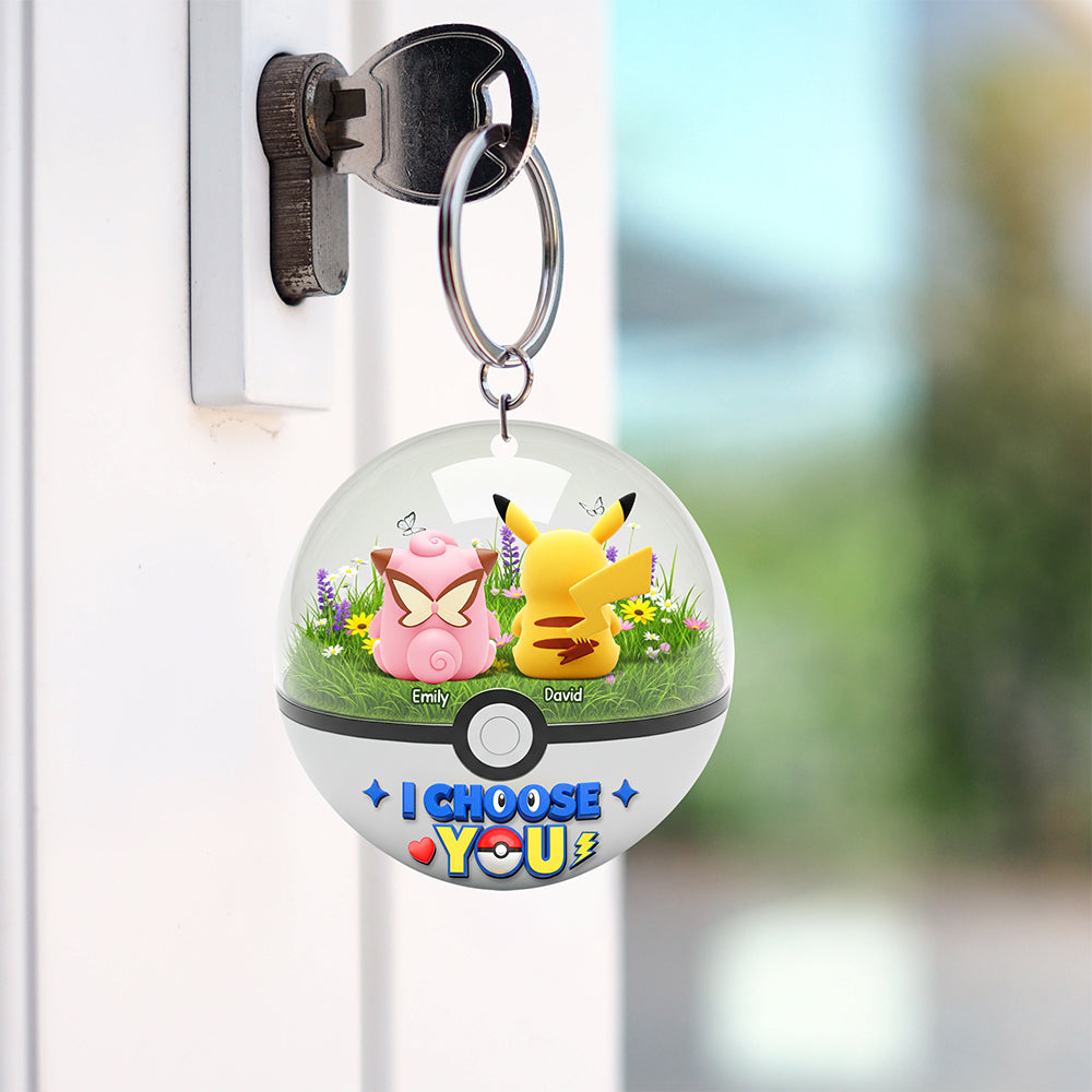 "Bonded by Adventure: I Choose You!" - Cartoon Couple Keychain, Personalized Gift for Couples Keychains PopCulturePrints
