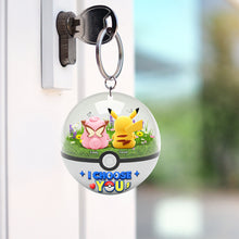 Load image into Gallery viewer, &quot;Bonded by Adventure: I Choose You!&quot; - Cartoon Couple Keychain, Personalized Gift for Couples Keychains PopCulturePrints
