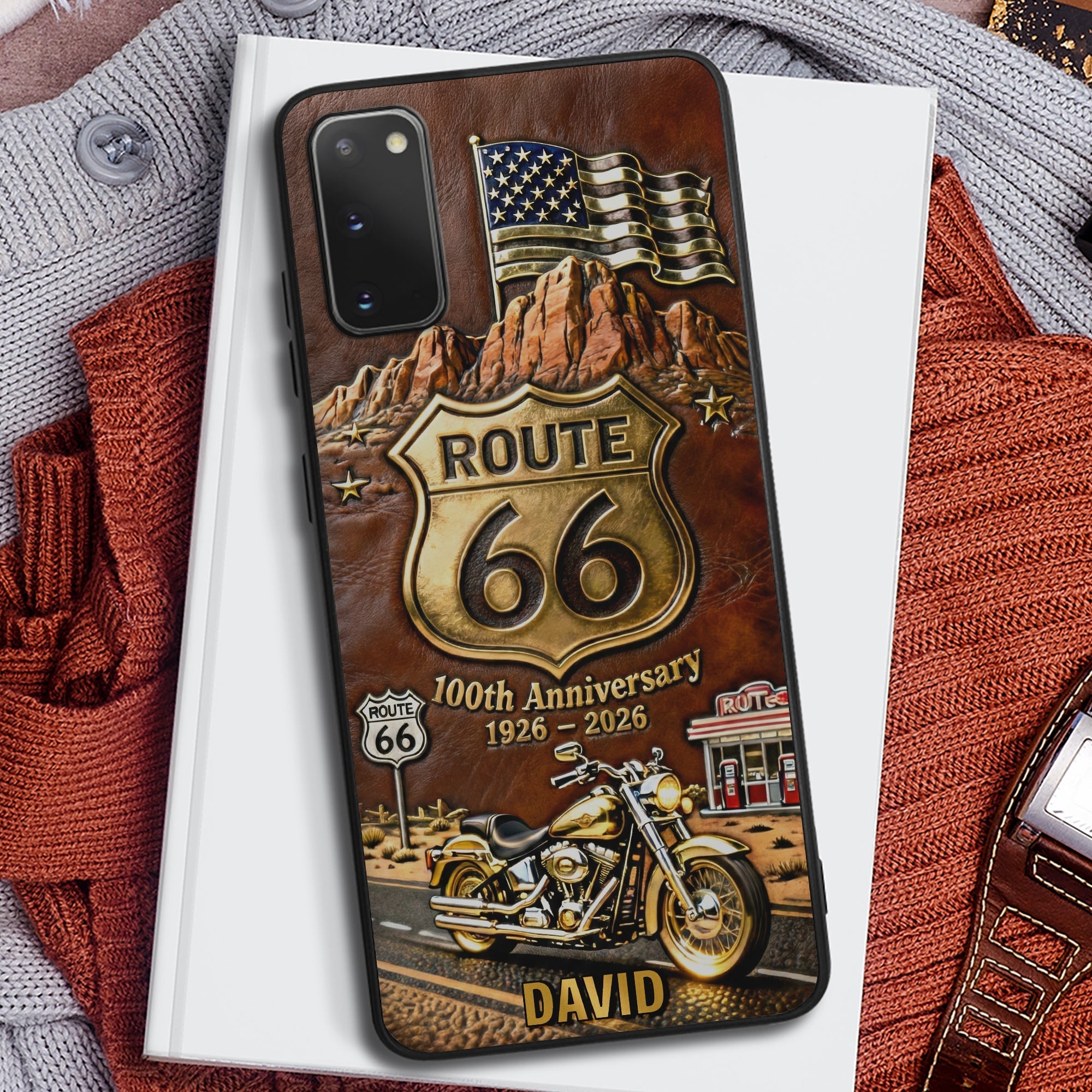 "Ride the Route 66 Spirit: 100th Anniversary Motorcycle Phone Case" - Personalized Gift for Bikers Phone Case PopCulturePrints
