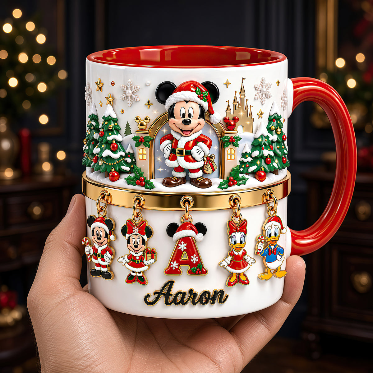 “Celebrate the Season with a Touch of Magic” - Cute Alphabet Christmas Accent Mug - Personalized Gift for Friends and Family Coffee Mug PopCulturePrints