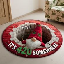 Load image into Gallery viewer, Chill Gnome Weed Round Mat - Personalized Christmas Gift for Stoners Doormat PopCulturePrints
