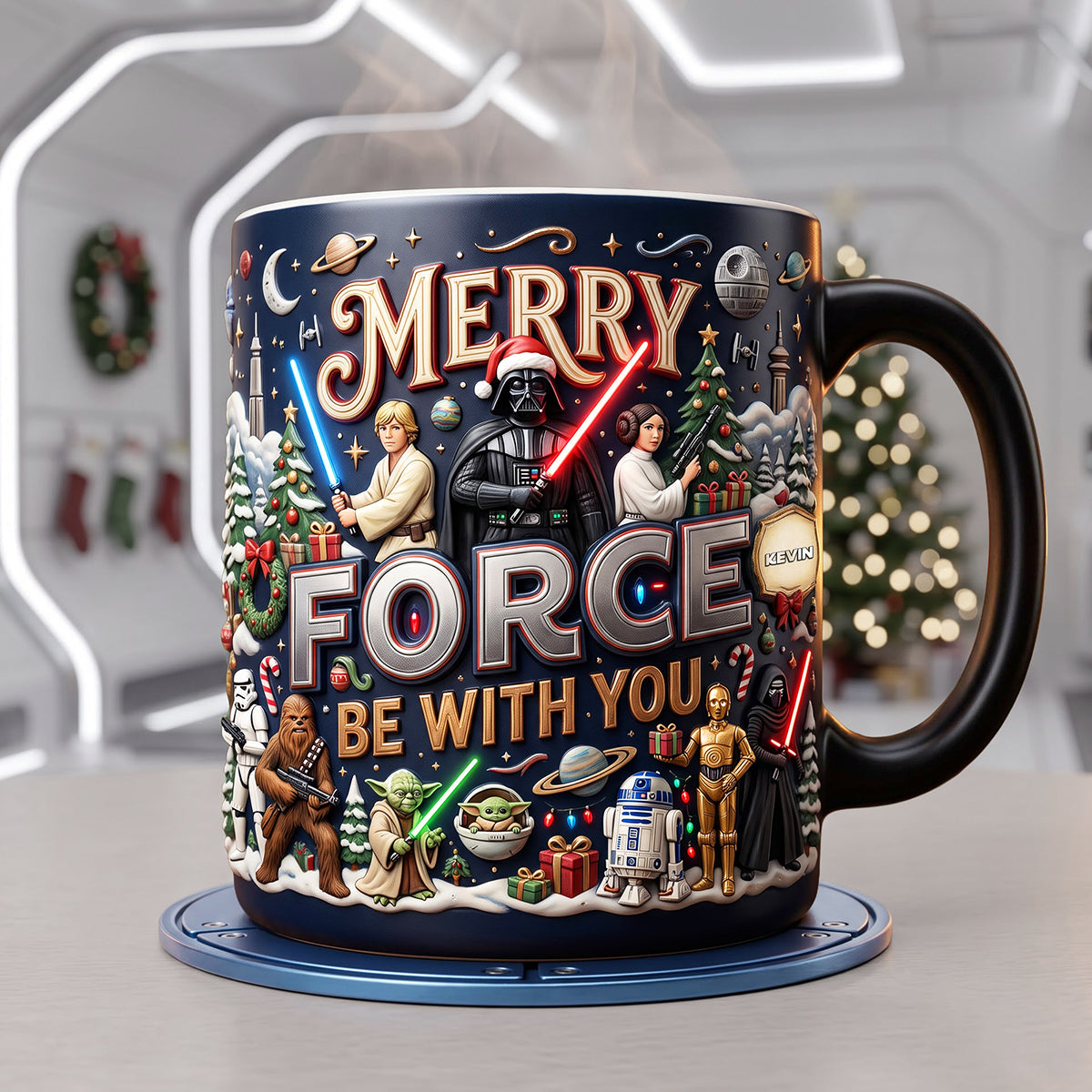Merry Force, Be with You - Personalized Christmas Magic Mug Coffee Mug PopCulturePrints