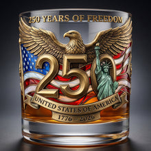 Load image into Gallery viewer, Celebrate 250 Years of Freedom - Customizable 11oz Round Glass Gift for Patriotic Spirits Glass PopCulturePrints
