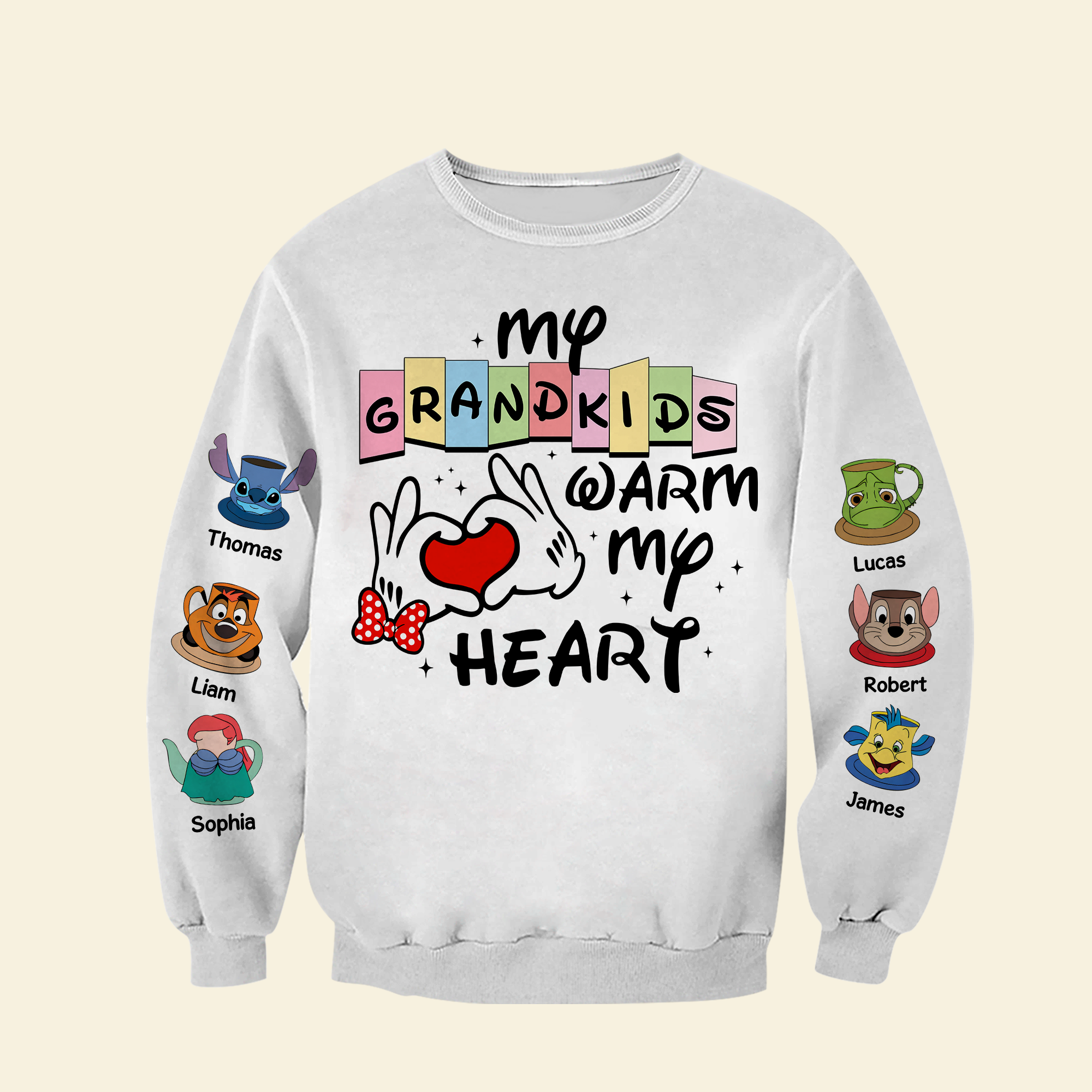 My Grandkids Warm My Heart - Personalized 3D Shirt for Grandma AOP Products PopCulturePrints
