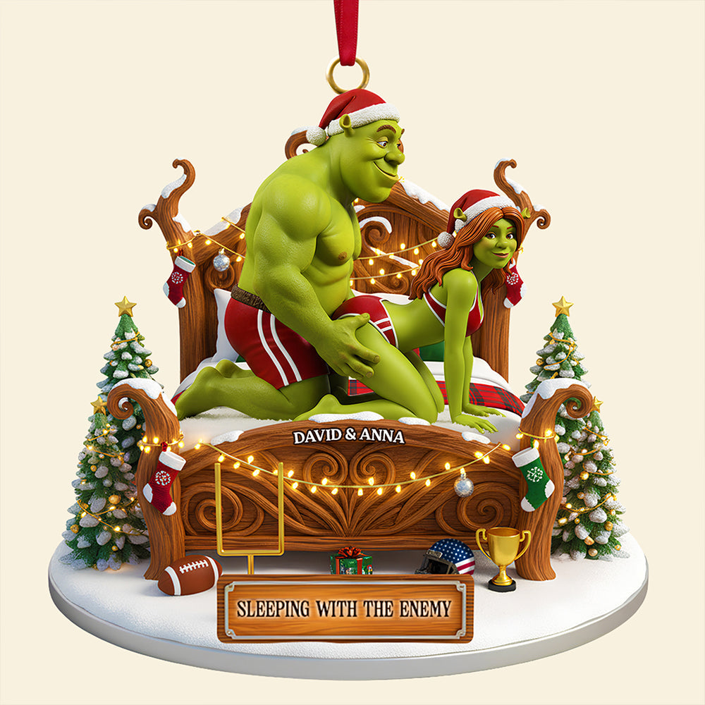 “Sleeping with the Enemy” - Funny Couple Tree Ornament, Personalized Christmas Gift for Couples Ornament PopCulturePrints