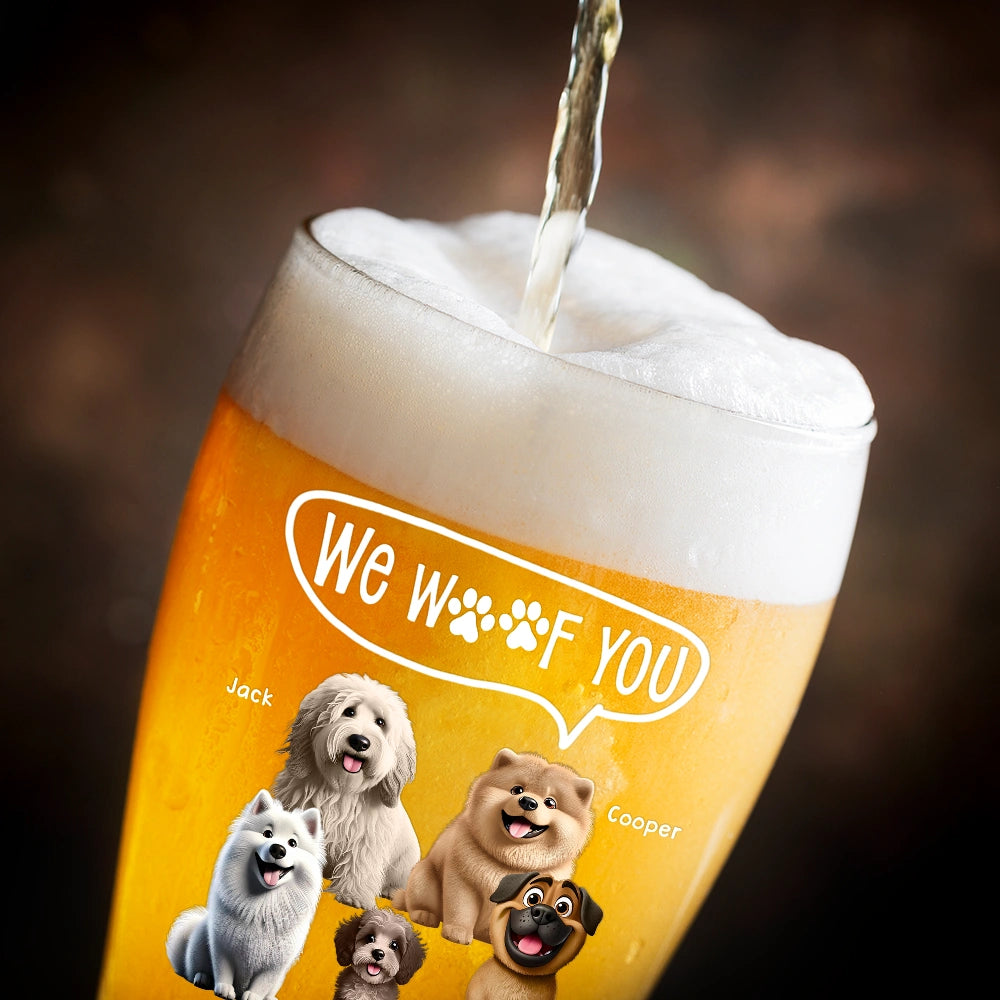 Dog Dad I Woof You - Personalized Pilsner Glass for Father's Day Pilsner Glass PopCulturePrints