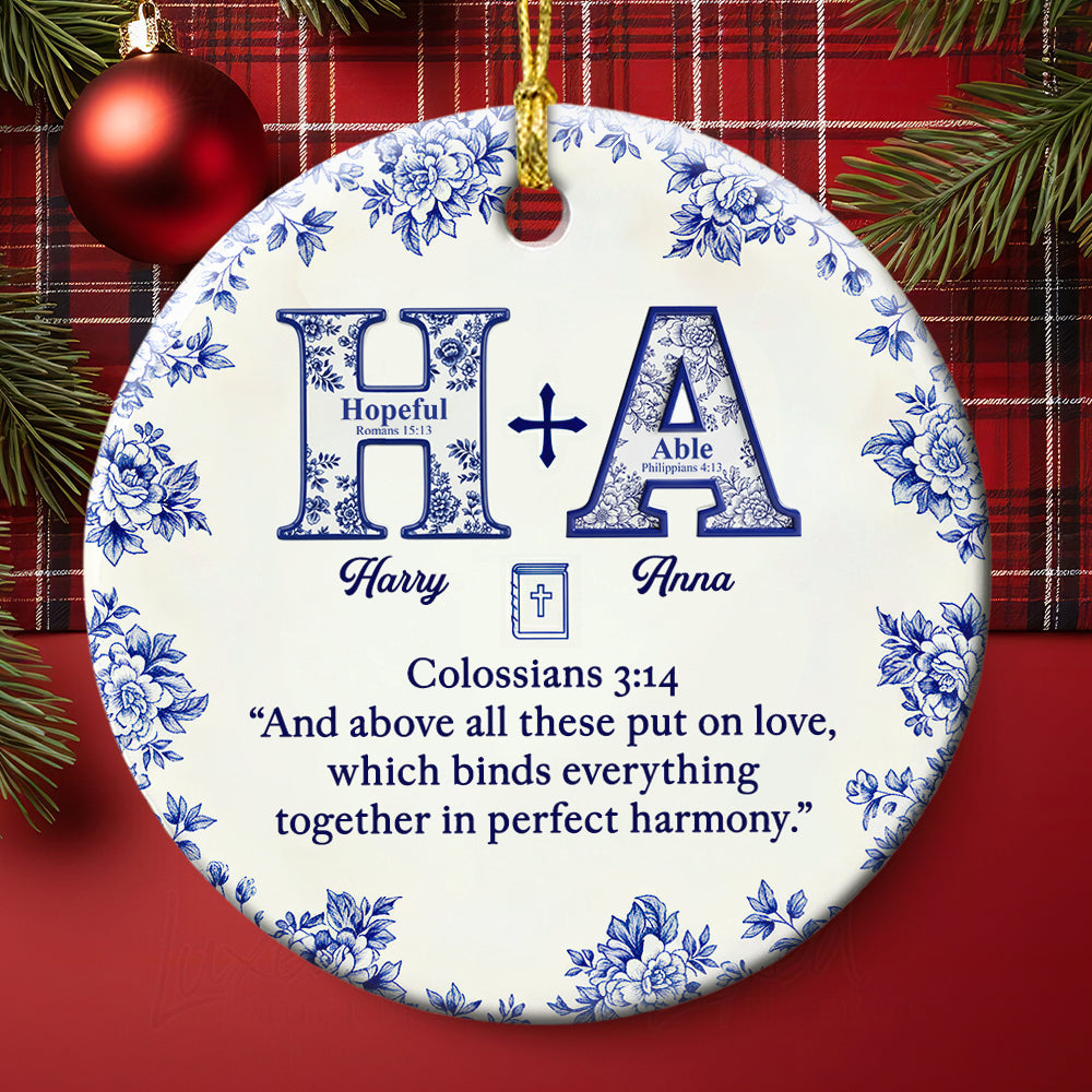 “And above all these put on love” - Personalized Christmas Ornament for Couples Ornament PopCulturePrints