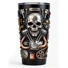Load image into Gallery viewer, Ride with Spirit - Personalized Skull Tumbler for Bikers Tumbler Cup PopCulturePrints
