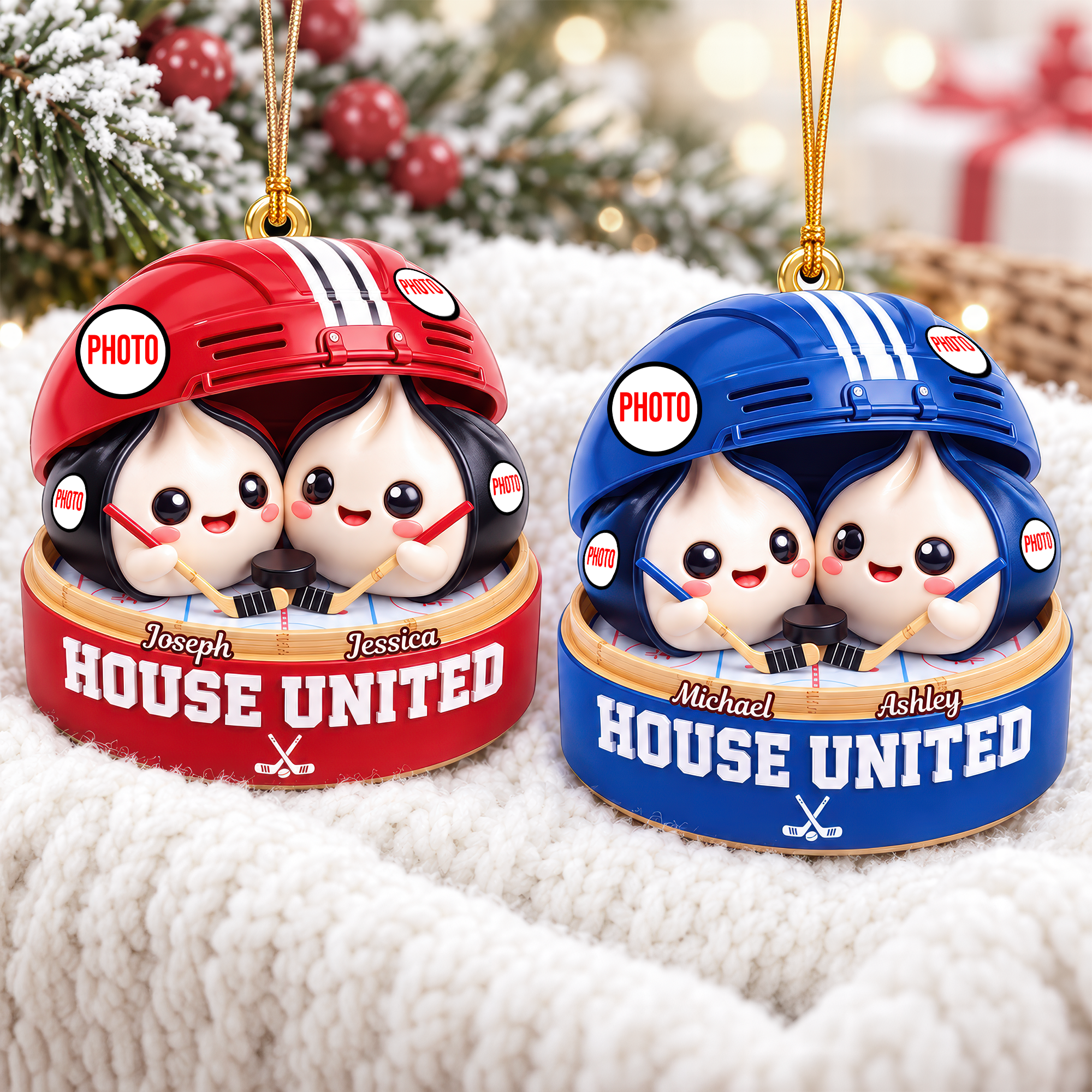 House Divided Dumpling Couple Ornament - Personalized Gifts For Sport Lover Christmas Ornament 05HUQN131026 Ornament PopCulturePrints