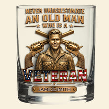 Load image into Gallery viewer, Never Underestimate An Old Man Who Is A Veteran - Personalized Bullet Glass Glass PopCulturePrints
