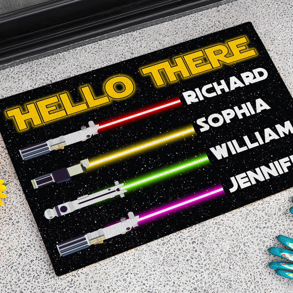 Hello There Personalized Family Door Mat - Custom Sci-Fi Welcome Mat Doormat PopCulturePrints