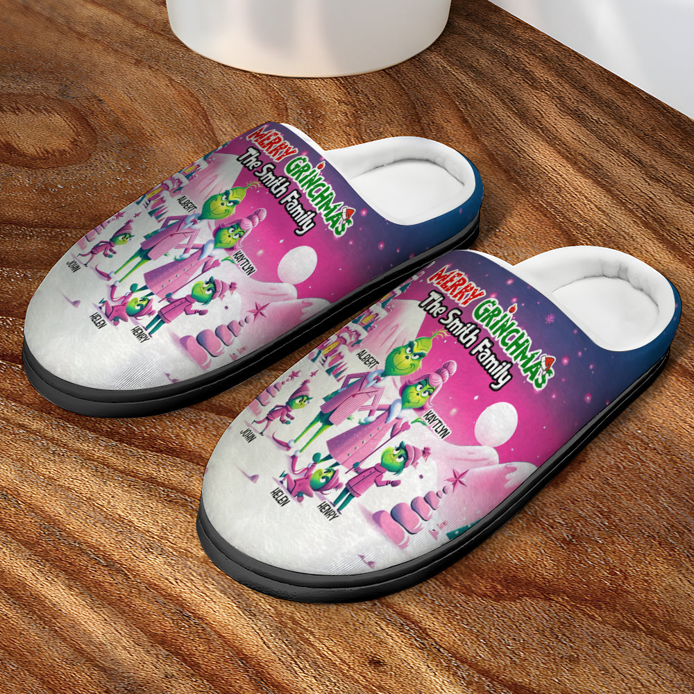 Personalized Grinch Family Christmas Slippers Shoes PopCulturePrints