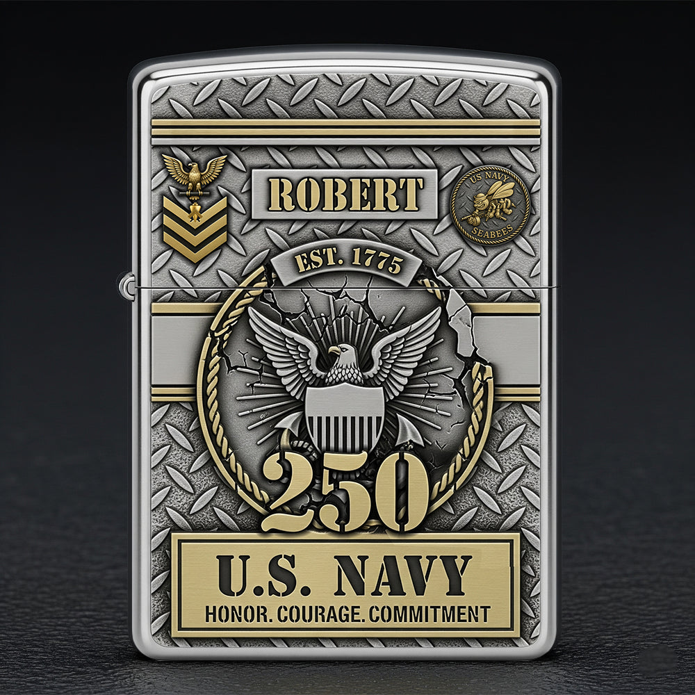 Honor the Brave: Military 250th Anniversary Flame Lighter - Personalized Gift for Veterans Lighter PopCulturePrints