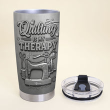 Load image into Gallery viewer, &quot;Quilting is My Therapy&quot; - Personalized Quilting Tumbler - Perfect Gift for Quilters and Craft Lovers Tumbler Cup PopCulturePrints
