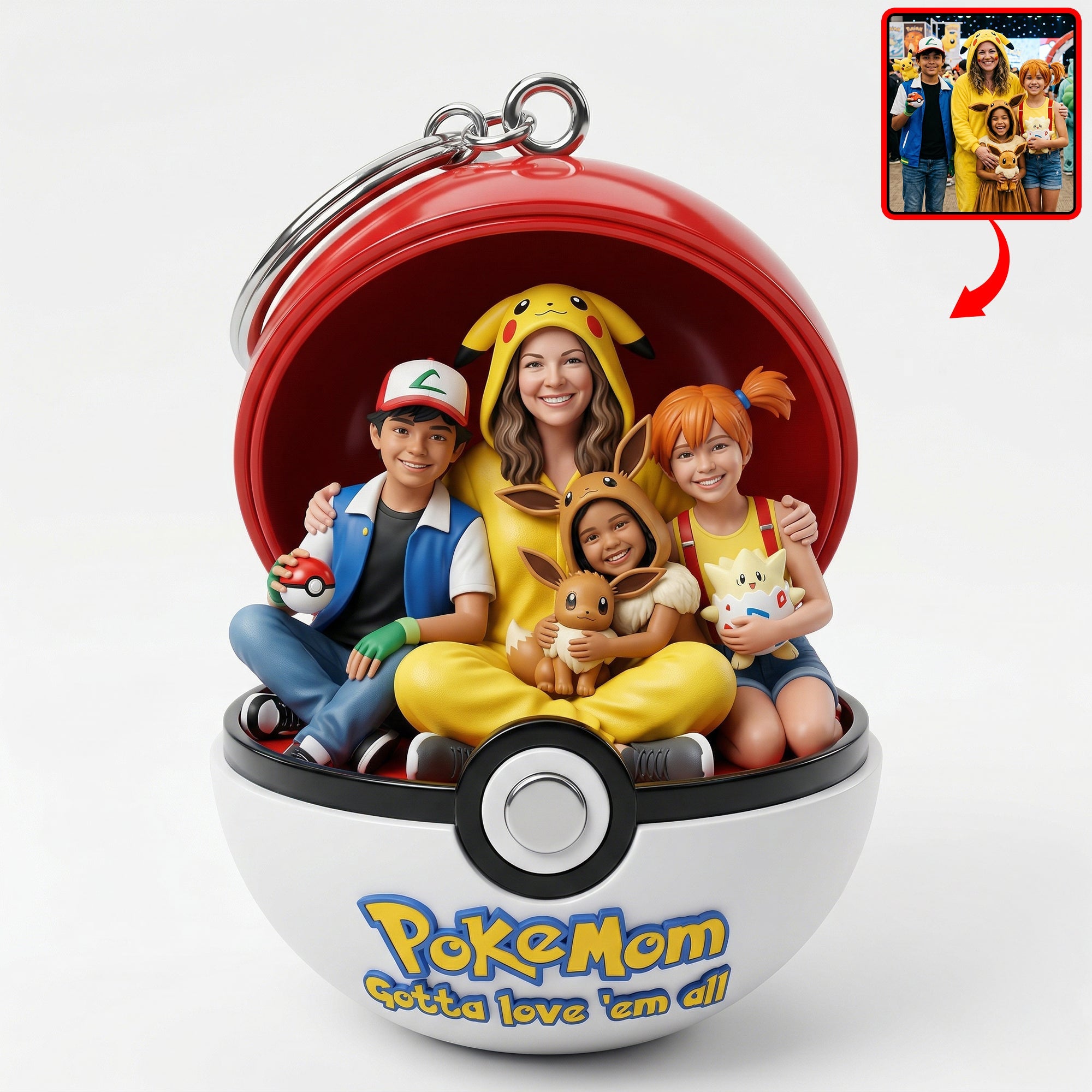 "Capture Every Moment with Love - Custom Photo Pocket Monster Keychain, Personalized Gift for Mom, Grandma, and Special Occasions" Keychains PopCulturePrints