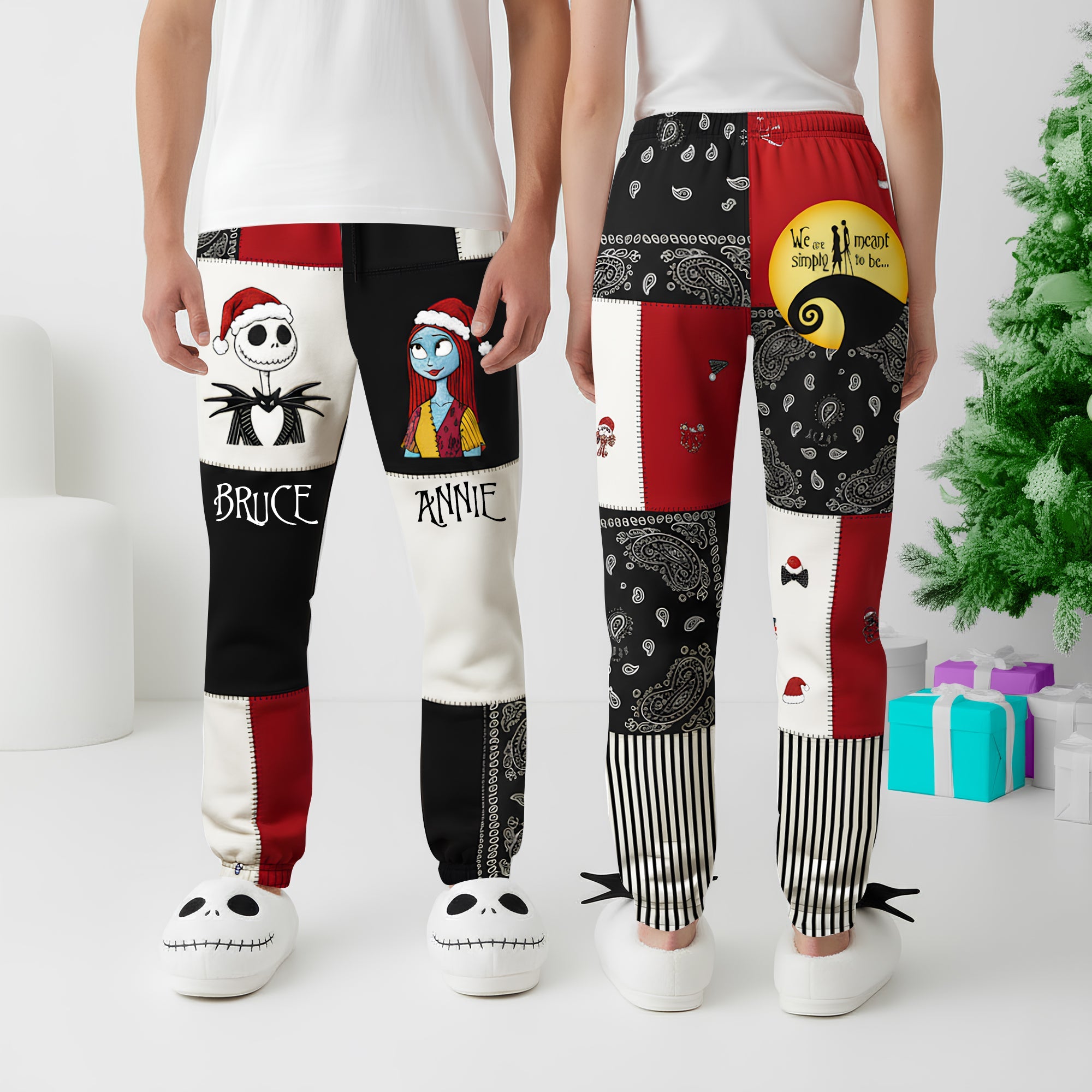 Personalized Couples Christmas Sweatpants - A Joyful Gift for Every Couple! Shorts and Pants PopCulturePrints