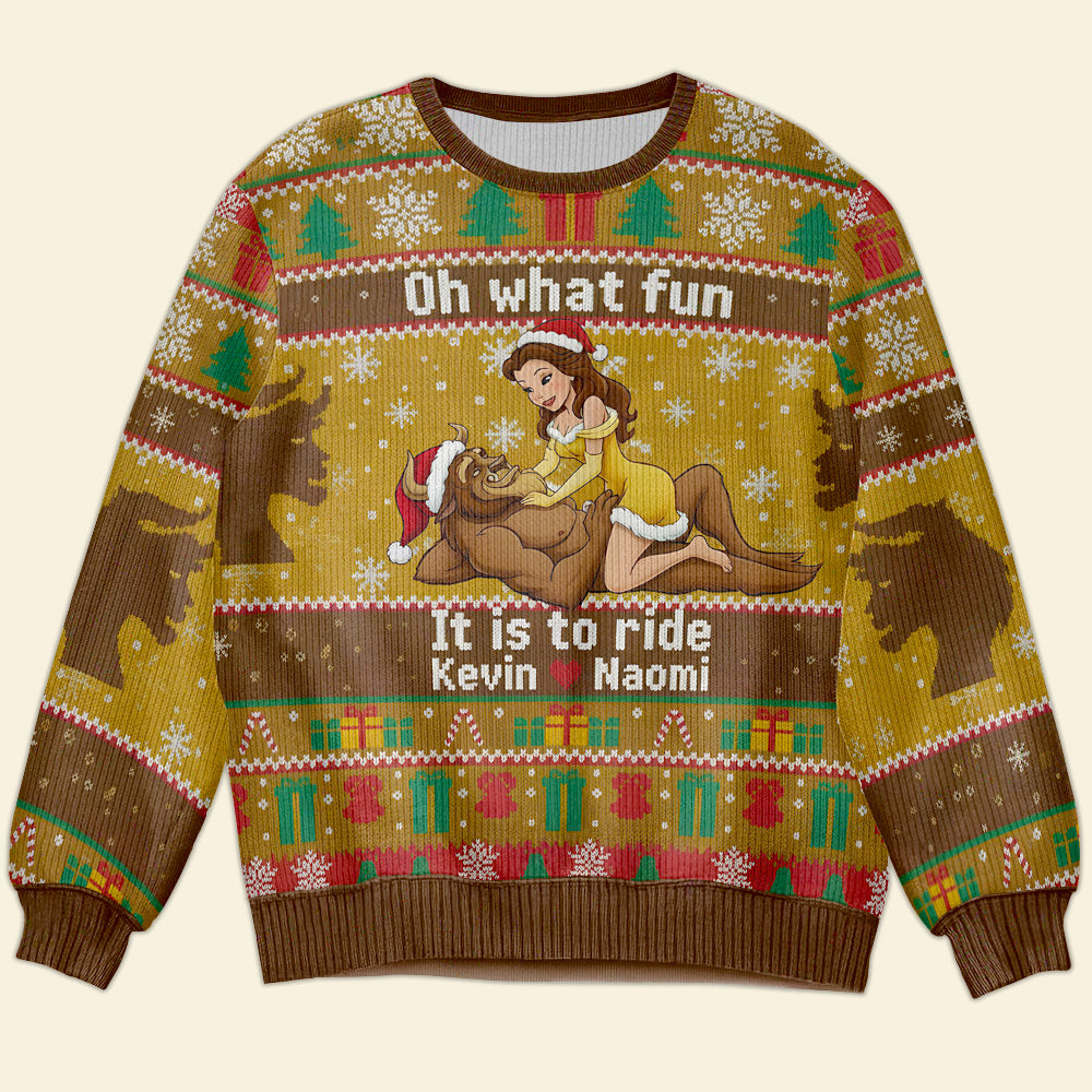 Funny Couple Christmas Ugly Sweater - Personalized Gifts for Couples AOP Products PopCulturePrints