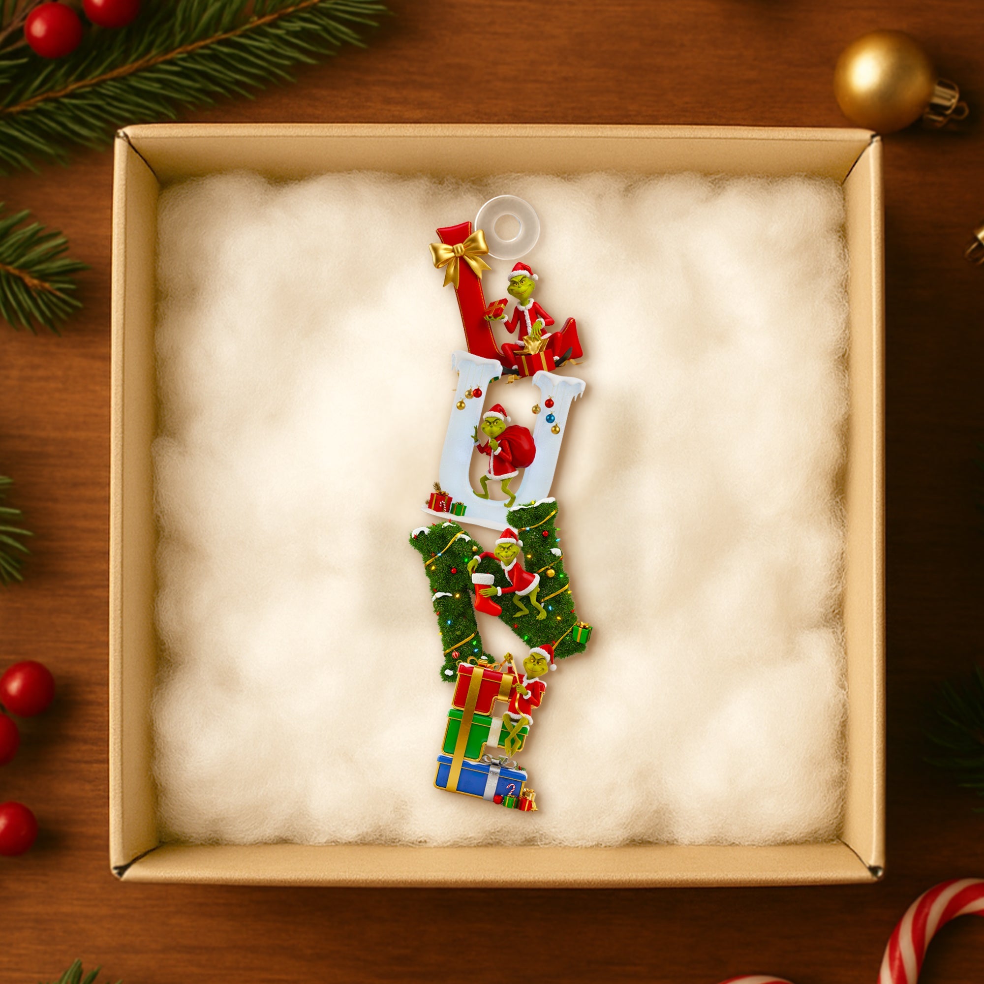 “Celebrate the Season with Personalized Cheer” - Green Alphabet Letter Ornament, Custom Christmas Gift for Everyone Ornament PopCulturePrints