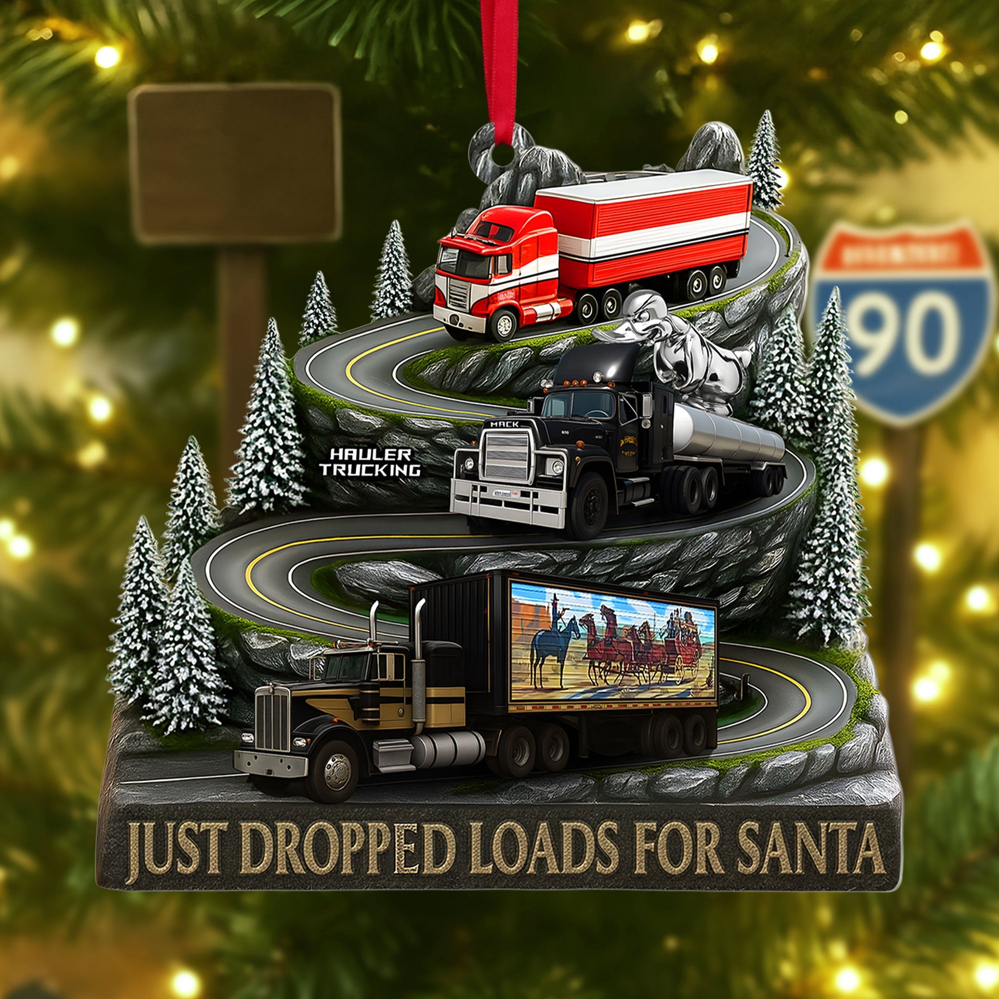 Merry Truckin' Christmas – Classic Trucks Ornament, Personalized Gifts for Truckers Ornament PopCulturePrints