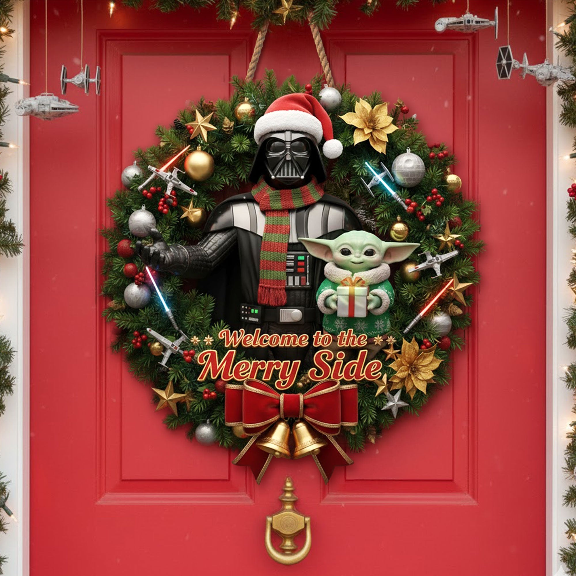 Welcome Christmas Wood Sign - Personalized Star Wars Themed Gift for Family & Friends Wood Sign PopCulturePrints