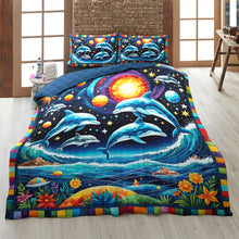 Load image into Gallery viewer, Vibrant Dolphin Lover Quilt Bed Set - Perfect Gift for Ocean Enthusiasts Blanket PopCulturePrints
