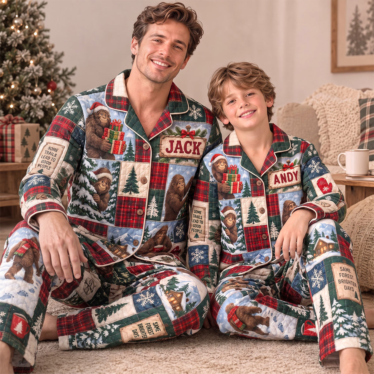 “Good Things Believe” - Big Foot Pajama Set - Personalized Gifts for Christmas Pajama Set PopCulturePrints