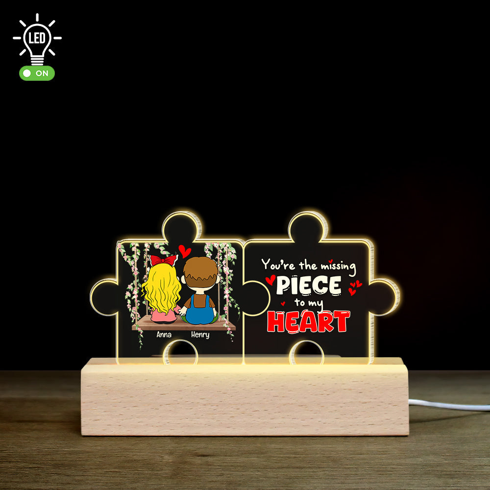 Personalized 3D LED Light - You're The Missing Piece To My Heart Led Night Light PopCulturePrints