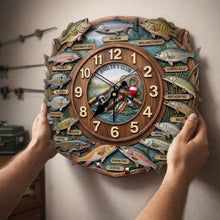 Load image into Gallery viewer, Time for Fishing: Personalized Fishing Lover Clock - Custom Wall Clock for Fishing Enthusiasts Hanging Wall Clock PopCulturePrints
