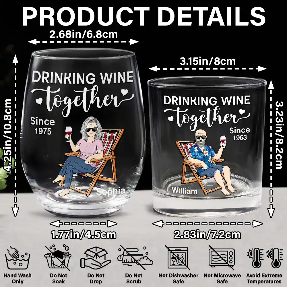 Drinking Wine Together - Personalized Combo Wine & Whiskey Glass Set Combo Wine & Whiskey Glass PopCulturePrints