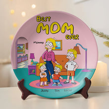 Load image into Gallery viewer, “Best Mom Ever” - Personalized Ceramic Round Plate - Unique Gift for Mom, Grandma, and Loved Ones Ceramic Round Plate PopCulturePrints
