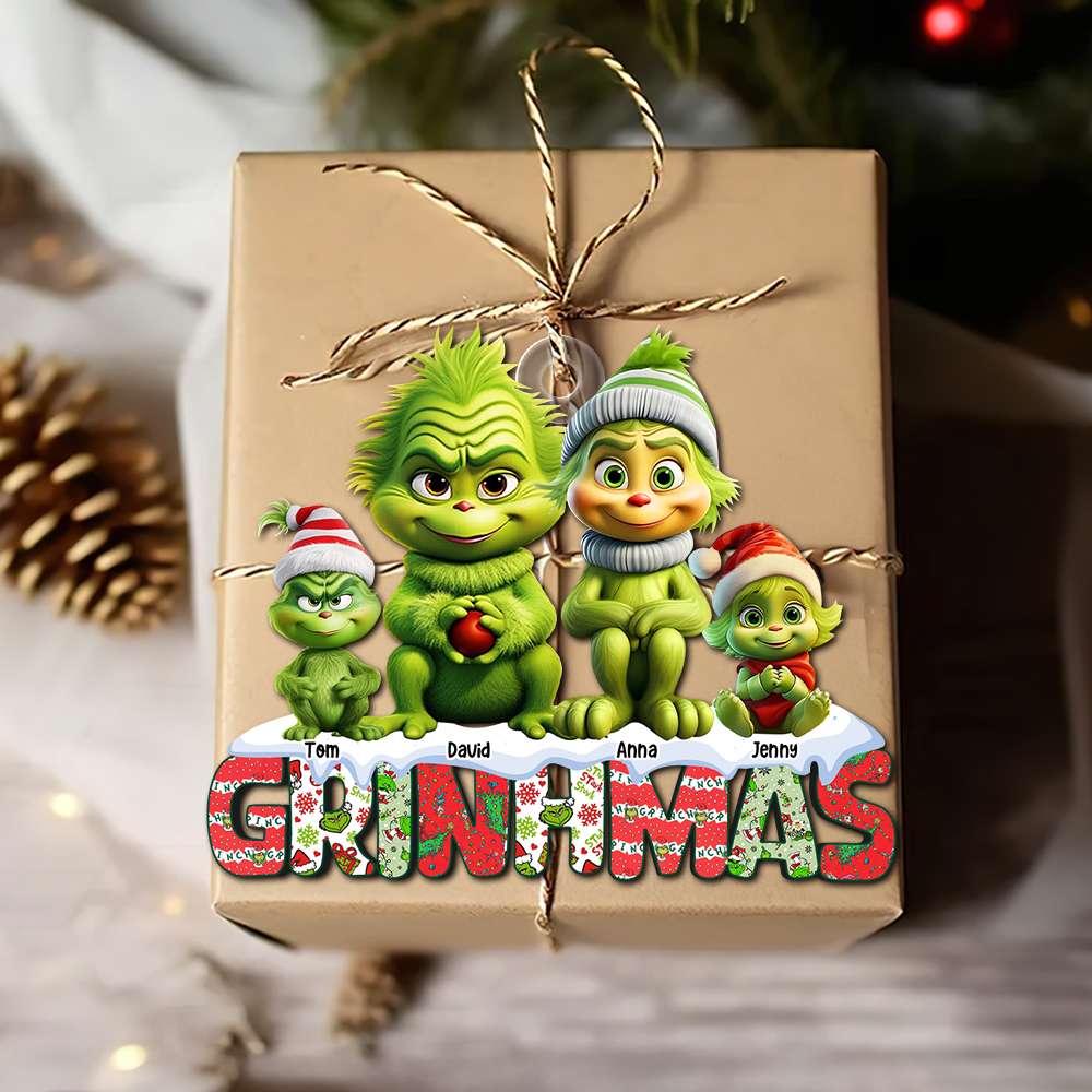 Personalized Green Monster Family Christmas Ornament