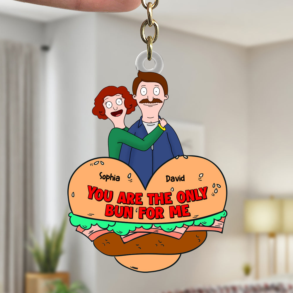 Personalized Funny Burger Couple Keychain – Custom Gift