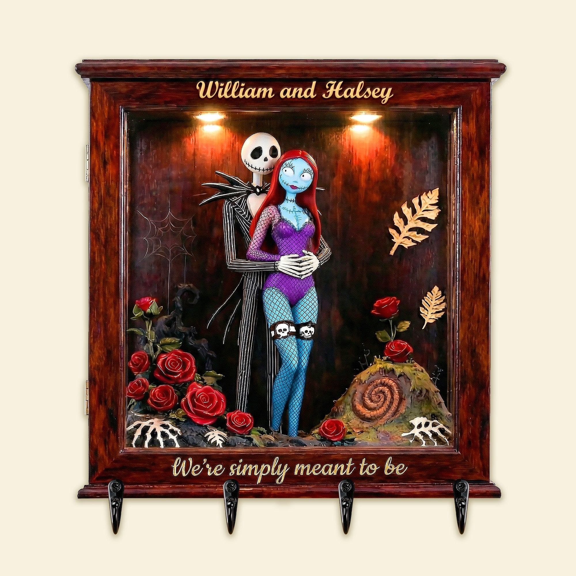 “We’re Simply Meant To Be” - Personalized Wood Key Hanger for Couples Wood Sign PopCulturePrints