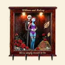 Load image into Gallery viewer, “We’re Simply Meant To Be” - Personalized Wood Key Hanger for Couples Wood Sign PopCulturePrints
