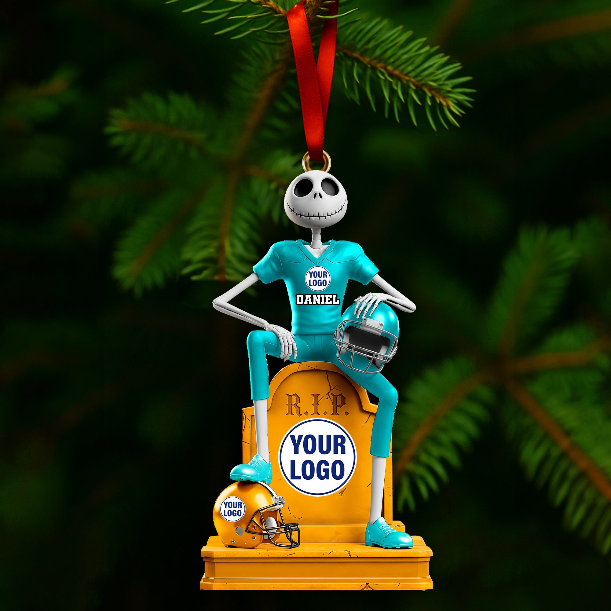 "Celebrate the Game with a Smile!" - Personalized Rivalry Skeleton Ornament - Custom Gift for Sports Lovers Ornament PopCulturePrints
