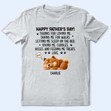 Load image into Gallery viewer, Happy Father&#39;s Day! - Personalized Sleeping Dog T-Shirt - Gift for Dad, Grandpa &amp; Dog Lovers T-shirt PopCulturePrints
