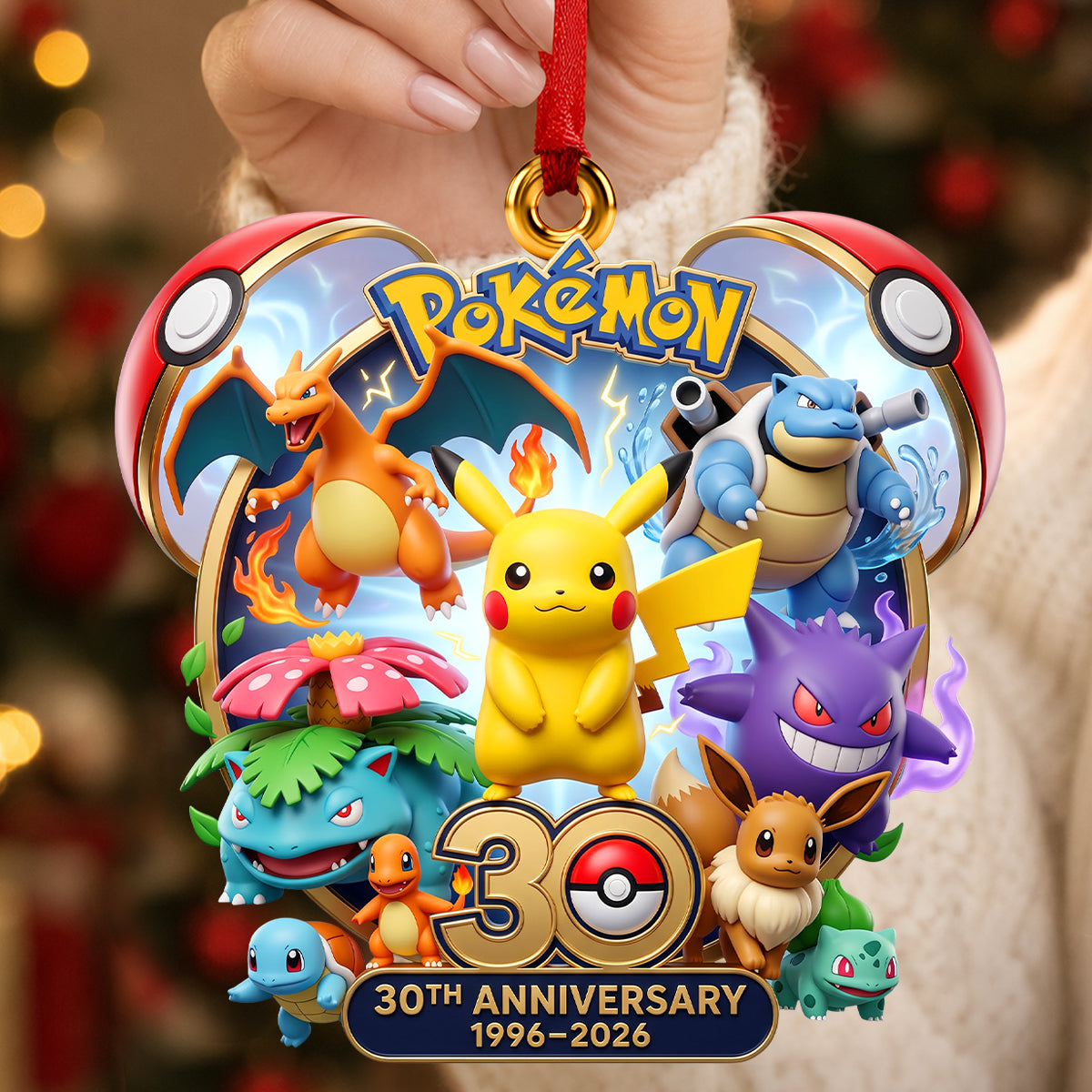 Celebrate 30 Years of Magic! Personalized Pokemon Acrylic Ornament - Perfect Christmas Gift for Fans Ornament PopCulturePrints