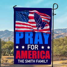 Load image into Gallery viewer, Personalized Pray For America Garden Flag - Custom Family Name
