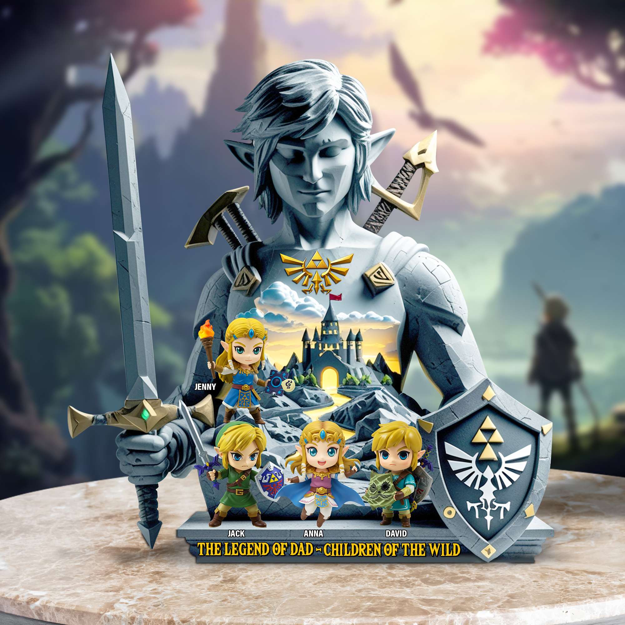 "The Legend of Dad - Children of the Wild" - Personalized Acrylic Plaque - Unique Gift for Dad, Grandpa, and More Shaped Plaques PopCulturePrints