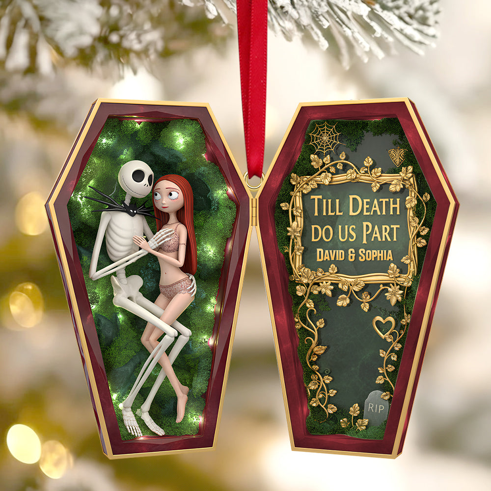 “Till Death Do Us Part” - Personalized Spooky Couples Christmas Ornament - Unique Gift for Couples, Halloween Lovers Ornament PopCulturePrints