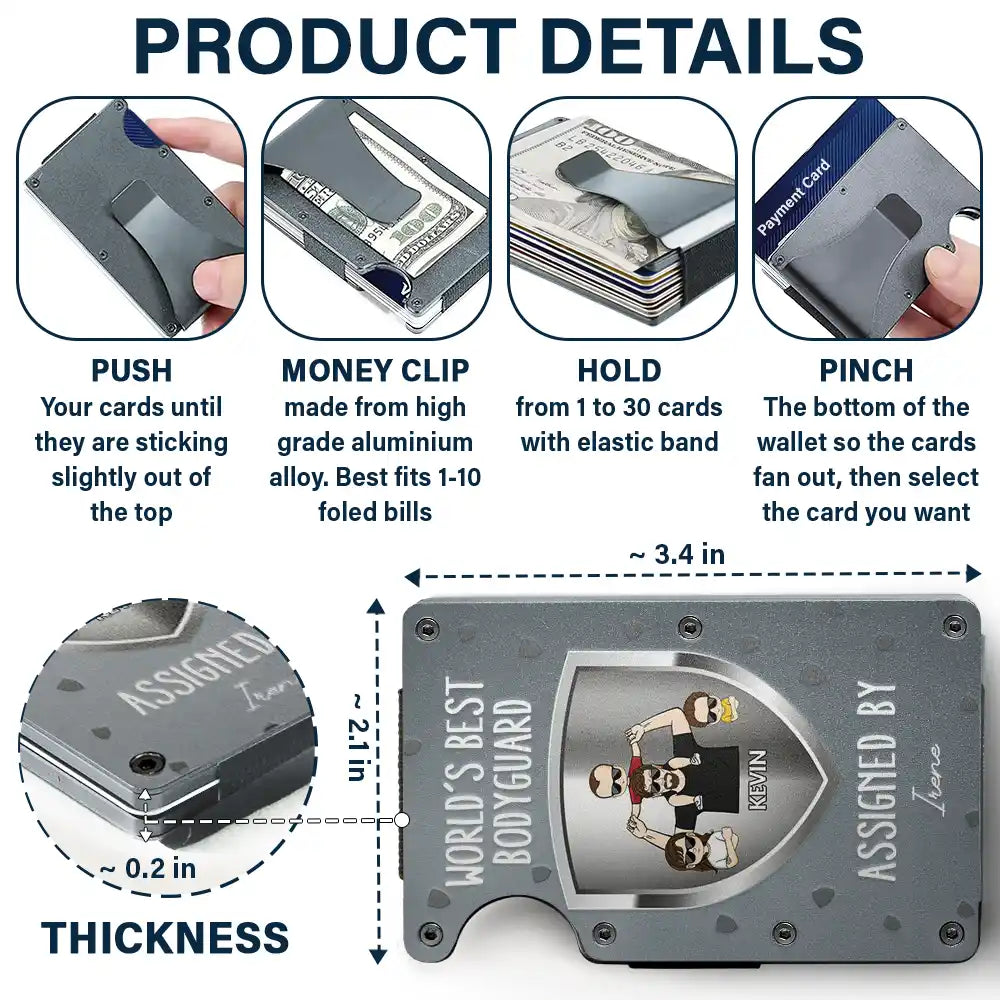 World's Best Bodyguard - Personalized Card Wallet with Money Clip Card Wallet PopCulturePrints