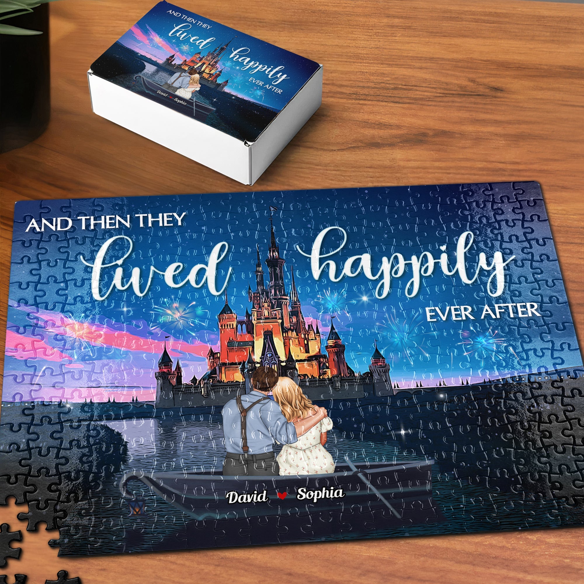 Personalized Romantic Jigsaw Puzzle for Couples - Happily Ever After | Valentine's Day Gifts Wood Sign PopCulturePrints