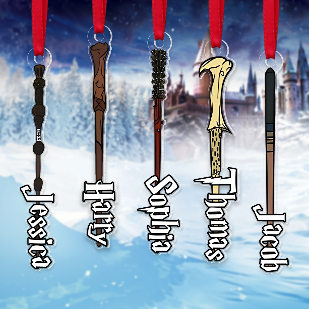 Personalized Magic Wand Christmas Ornaments for Magic Lovers