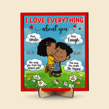Load image into Gallery viewer, Personalized Couple&#39;s Wood Sign - I Love Everything About You Wood Sign PopCulturePrints
