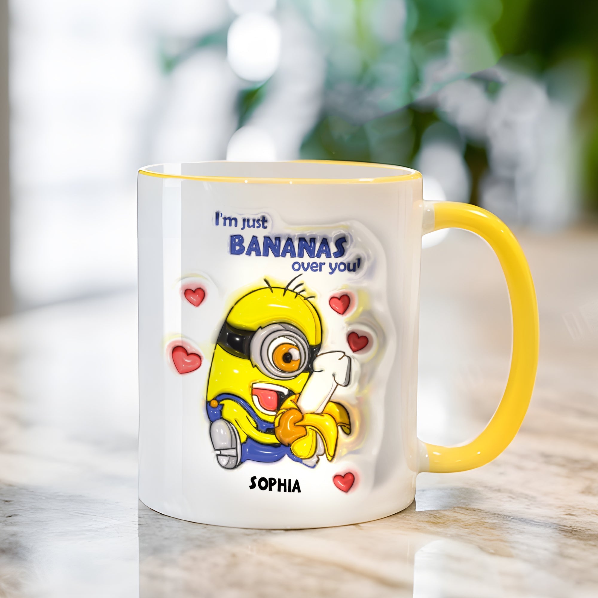 Personalized Minion-Themed Coffee Mug for Couples - 'Bananas Over You'