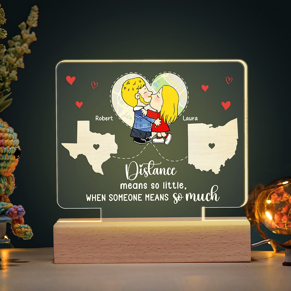 Custom LED Map Light for Couples - Personalized Gift Led Night Light PopCulturePrints