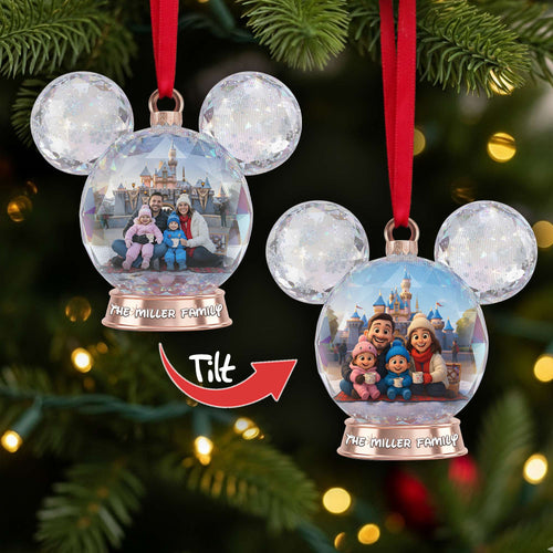 Create Magical Memories with Personalized Sparkle Globe Christmas Ornament - Custom Photo Gift for Family & Friends Ornament PopCulturePrints